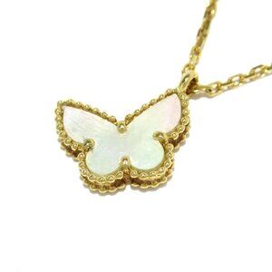 Van Cleef & Arpels Sweet Alhambra Papillon Necklace 18K Yellow Gold Mother of